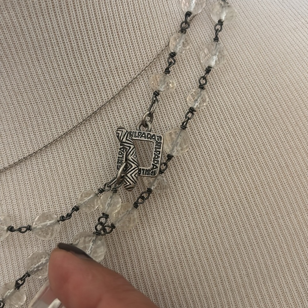 Elegant Silver and Clear Beaded Necklace Set - Picture 4 of 7